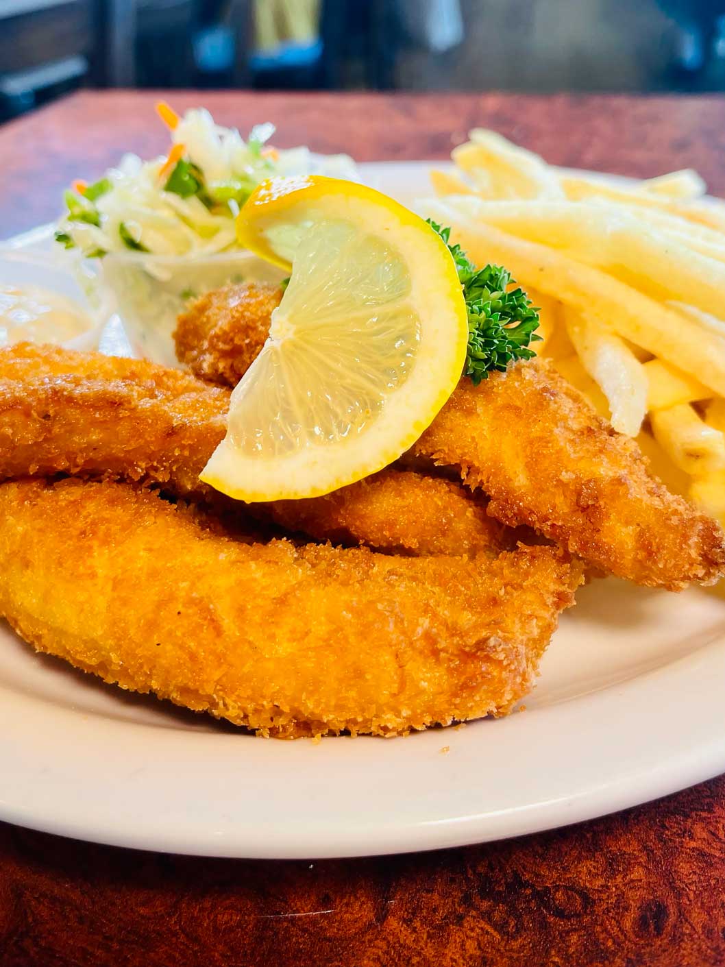 Woodies Café Lunch & Dinner Menu – Fish & Chips